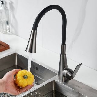 Смеситель для кухни Shevanik S543T-3 оружейная сталь/чёрный